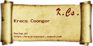 Krecs Csongor névjegykártya